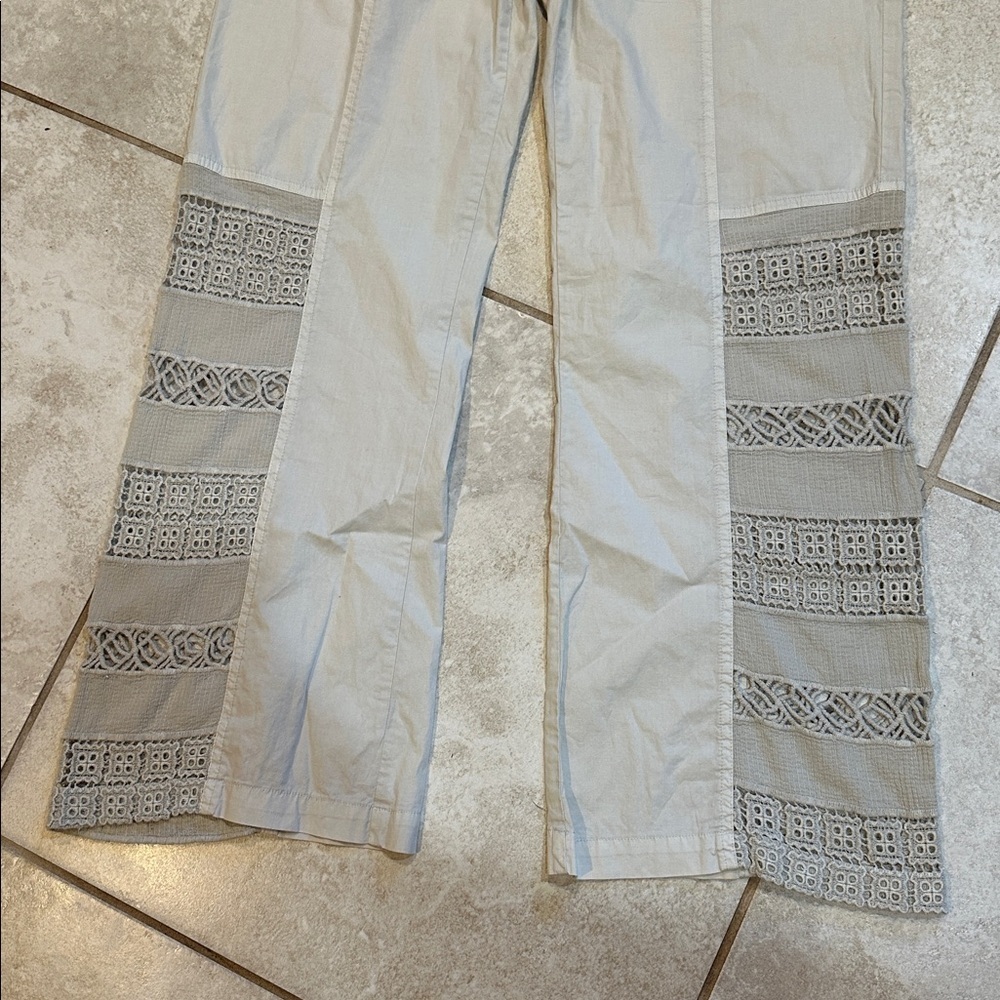 XCVI Mindset Mei Tan Wide Leg Lace Insert Pants M Pull On - Picture 6 of 8